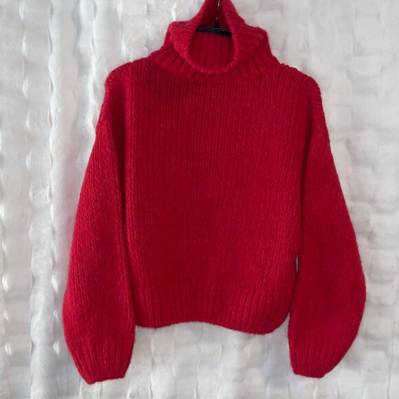 Re/Done Sweaters - NWT Re/Done Red Alpaca Turtleneck Sweater Large